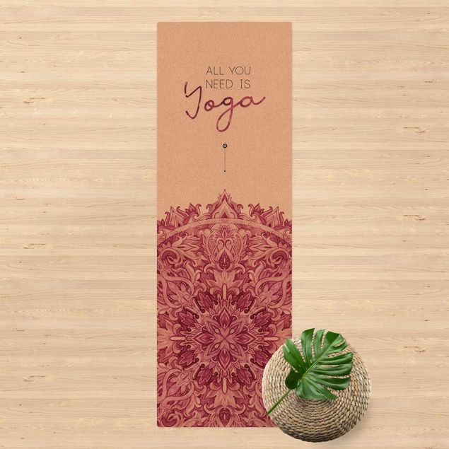 Teppich Läufer Spruch All you need is Yoga Rot