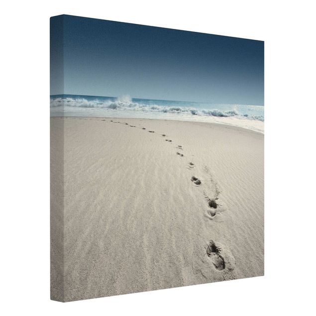 Leinwandbild Natur - Spuren im Sand - Quadrat 1:1
