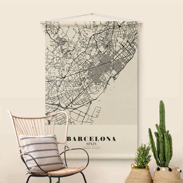 Wandbehang Stadtplan Barcelona - Klassik