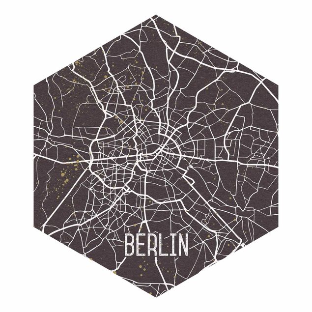 Hexagon Mustertapete selbstklebend - Stadtplan Berlin - Retro