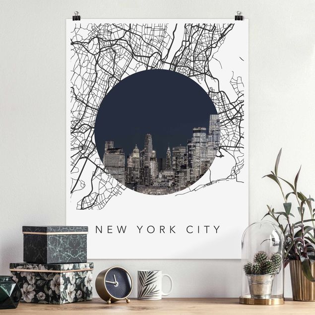 Poster New York Stadtplan Collage New York City