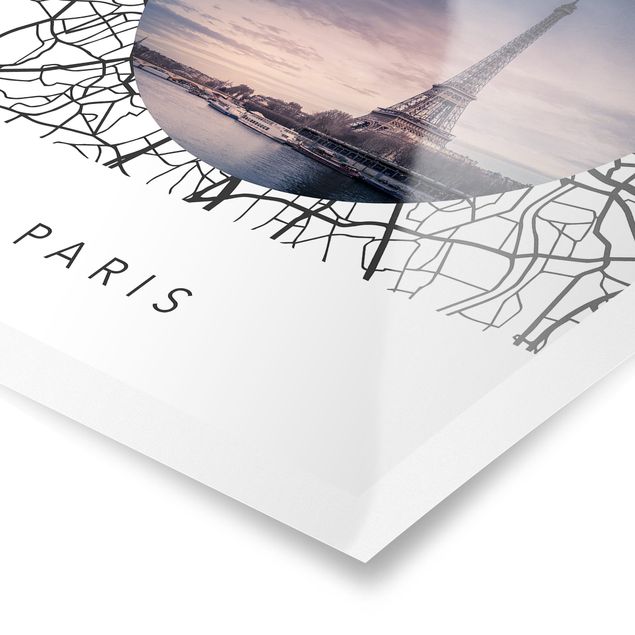 Poster - Stadtplan Collage Paris - Hochformat 3:4