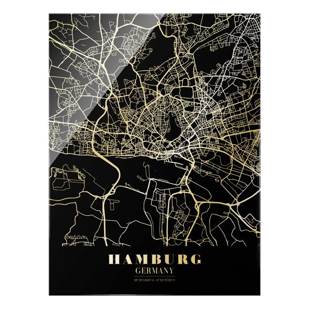 Bilder Stadtplan Hamburg - Klassik Schwarz