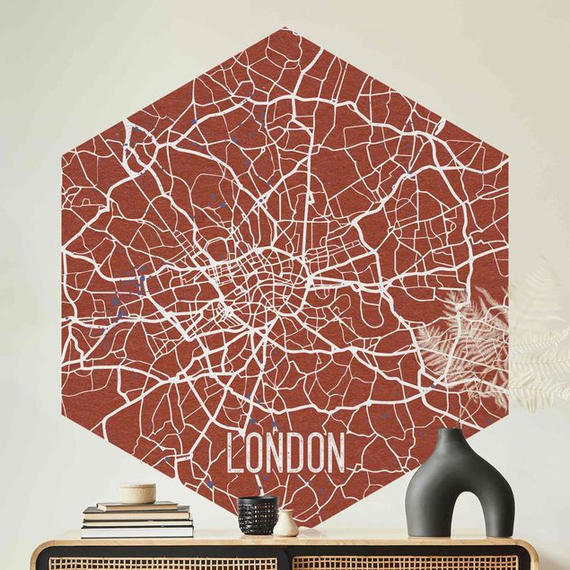 Vintage Tapete Stadtplan London - Retro