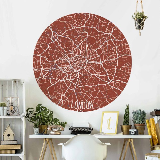 Runde Tapete selbstklebend - Stadtplan London - Retro