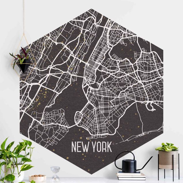New York Tapete Stadtplan New York- Retro