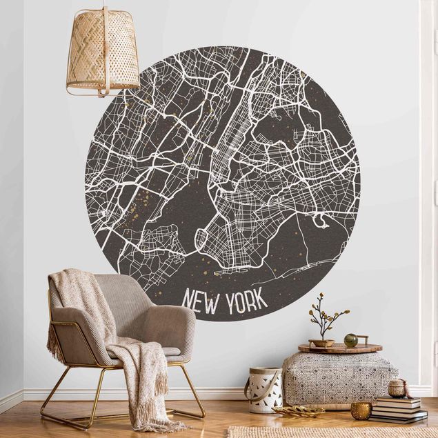 Fototapete New York Stadtplan New York- Retro