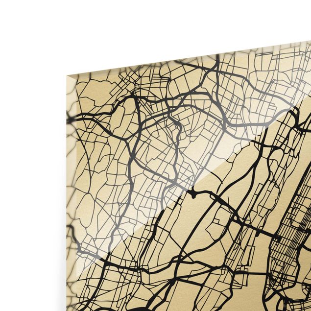 Glasbild - Stadtplan New York - Klassik - Hochformat 2:3