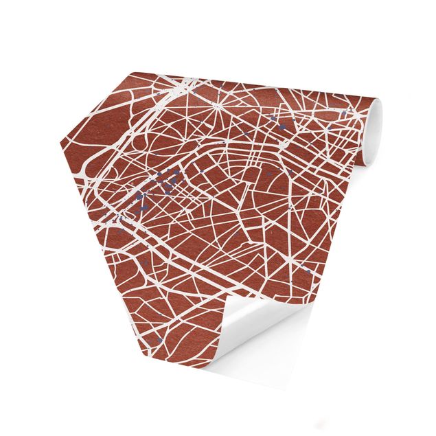 Hexagon Mustertapete selbstklebend - Stadtplan Paris - Retro