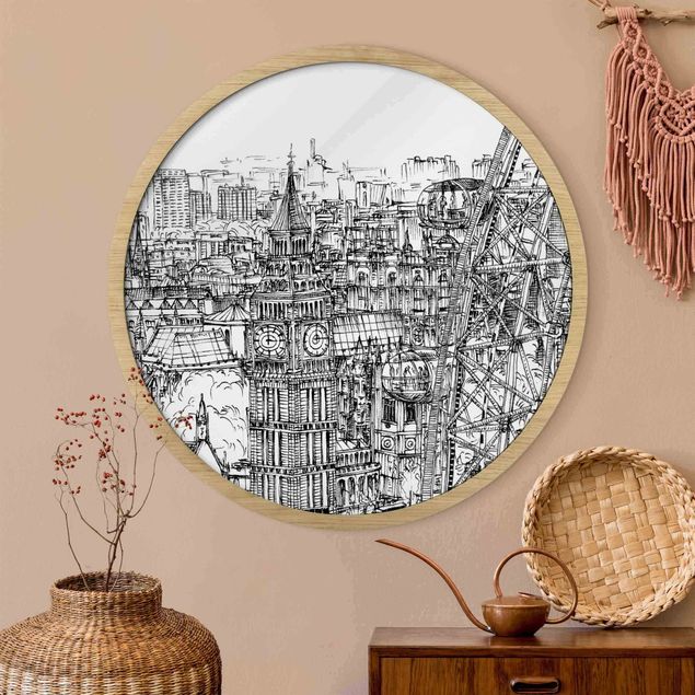 Moderne Bilder mit Rahmen Stadtstudie - London Eye