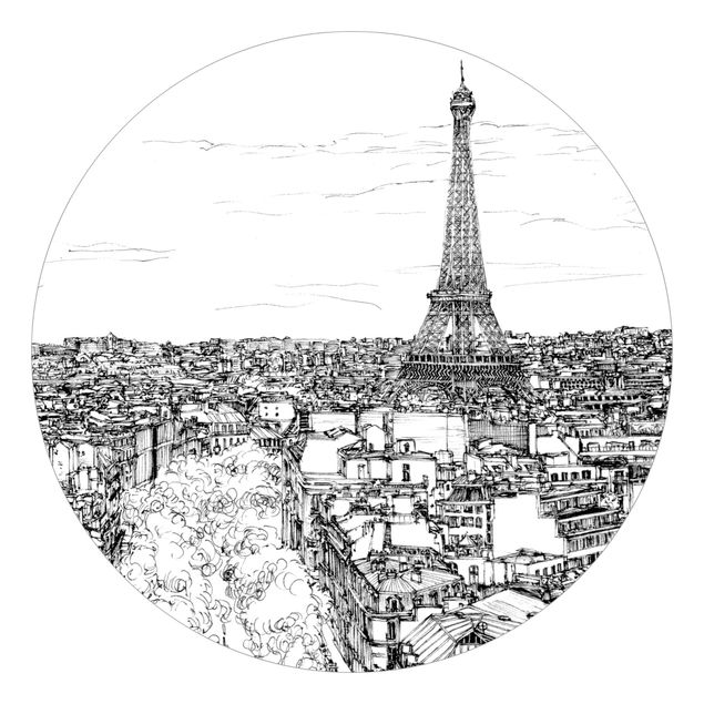 Runde Tapete selbstklebend - Stadtstudie - Paris
