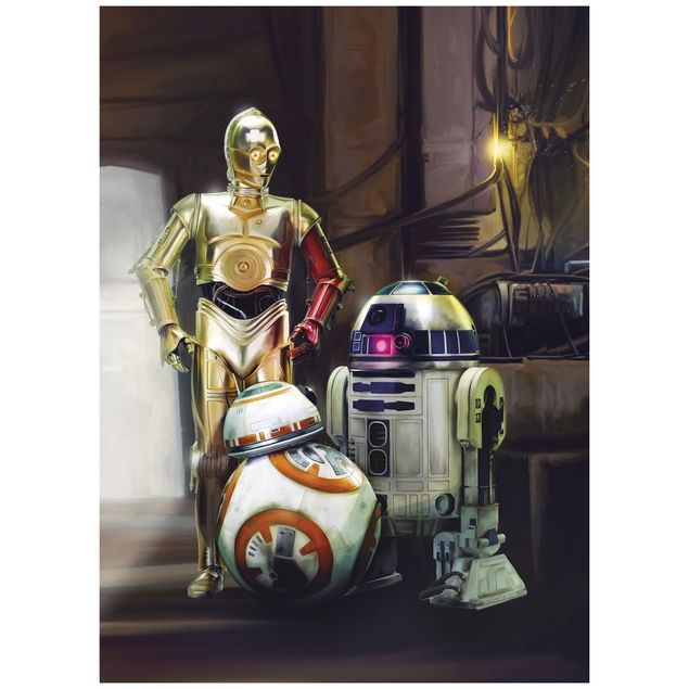Tapete Sterne Star Wars - BB-8, R2-D2 und C-3PO