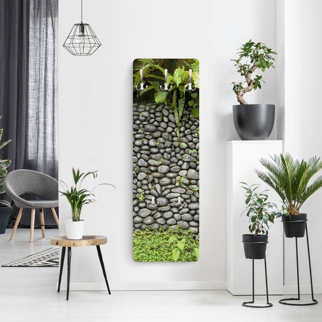 Garderobe Muster Steinwand mit Pflanzen
