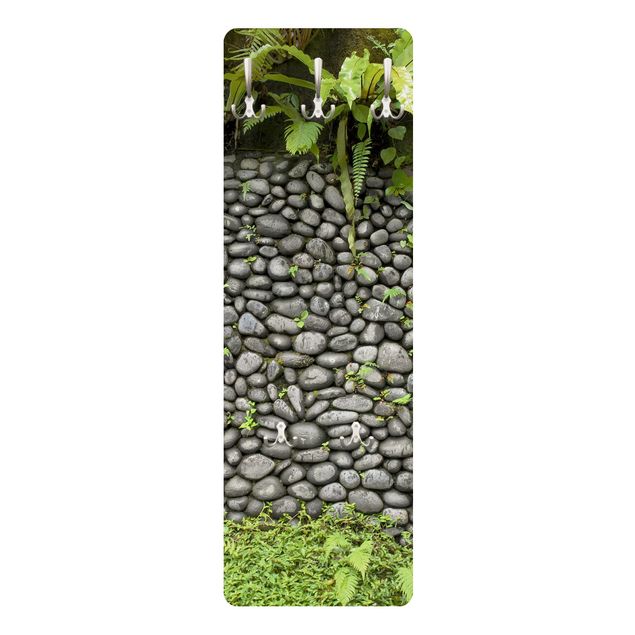 Garderobe mit Motiv Steinwand mit Pflanzen