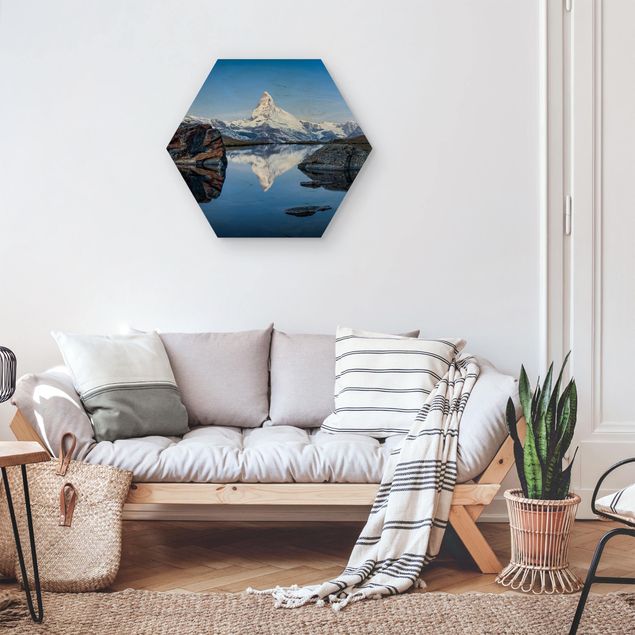 Hexagon-Bilder Stellisee vor dem Matterhorn