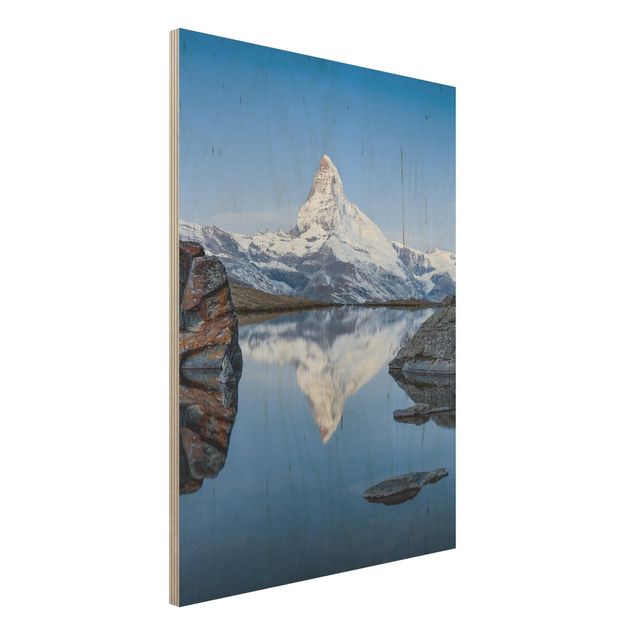 Holzbilder Natur Stellisee vor dem Matterhorn