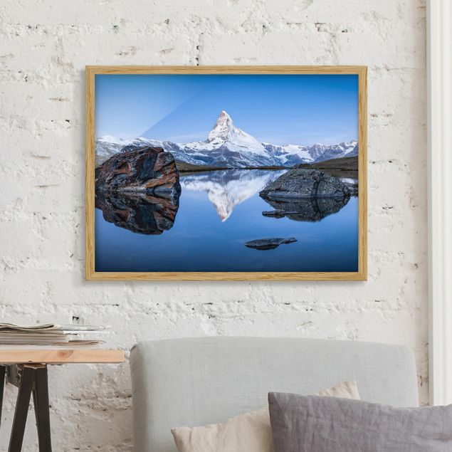 Natur Bilder mit Rahmen Stellisee vor dem Matterhorn