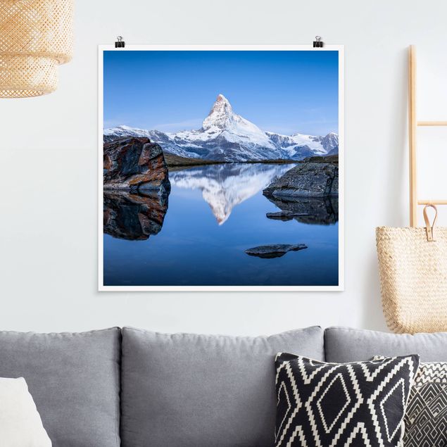 Poster Berge Stellisee vor dem Matterhorn