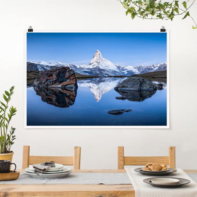 Poster Berge Stellisee vor dem Matterhorn