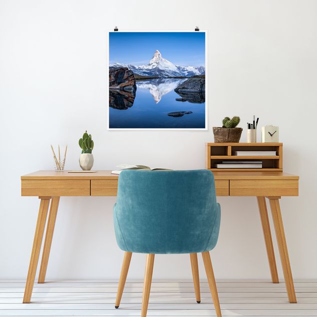 Poster Skylines Stellisee vor dem Matterhorn