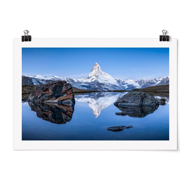 Poster Landschaft Stellisee vor dem Matterhorn