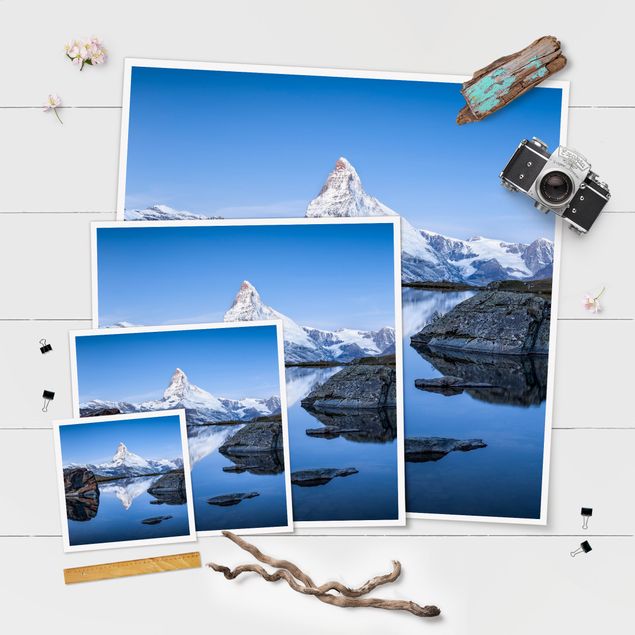 Poster - Stellisee vor dem Matterhorn - Quadrat 1:1