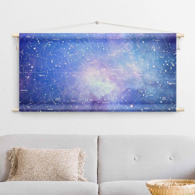 Wandbehang groß Sternbild Himmelkarte