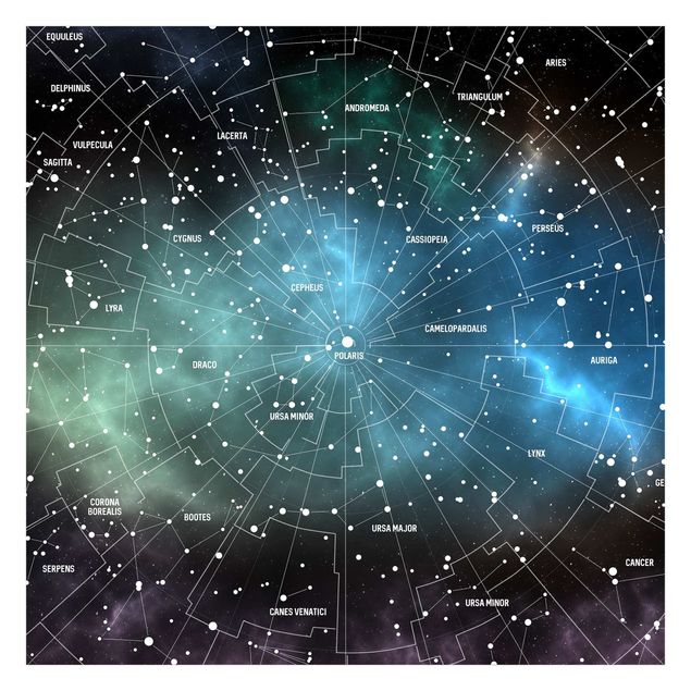 Fototapete - Sternbilder Karte Galaxienebel