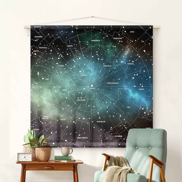 Wandteppich modern Sternbilder Karte Galaxienebel