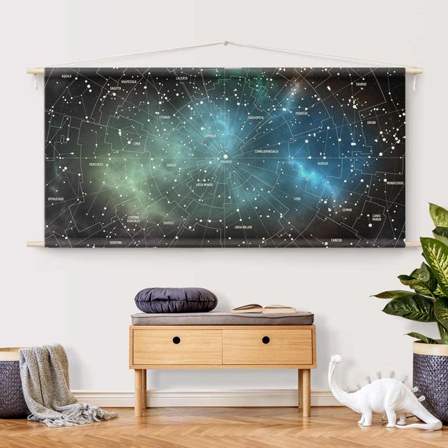 Wandbehang modern Sternbilder Karte Galaxienebel