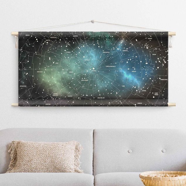 Wandbehang groß Sternbilder Karte Galaxienebel