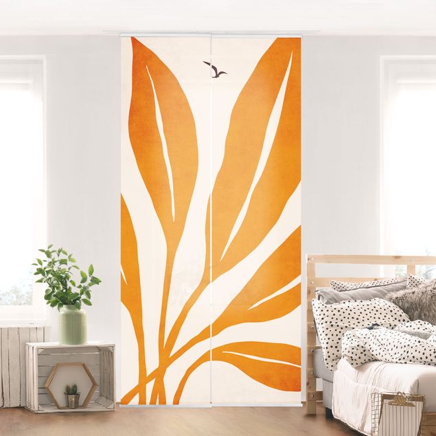 Kubistika Poster Strahlende Blätter in Orange