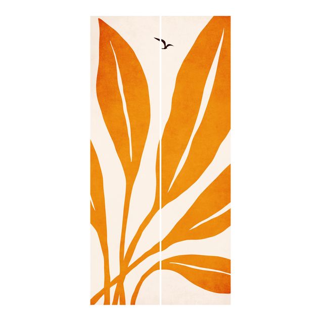 Schiebegardine - Strahlende Blätter in Orange