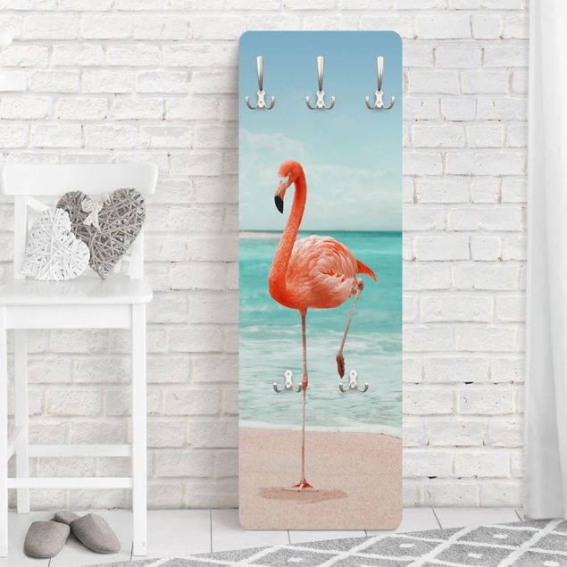 Garderobe Natur Strand mit Flamingo