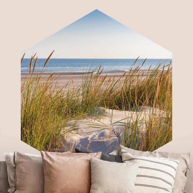 Hexagon Mustertapete selbstklebend - Stranddüne am Meer