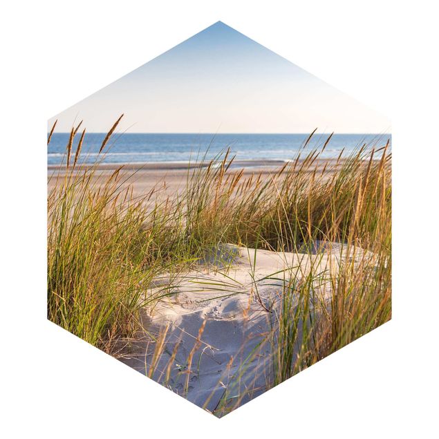 Hexagon Mustertapete selbstklebend - Stranddüne am Meer