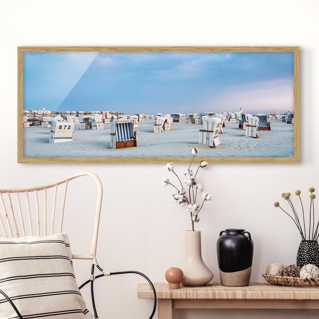 Moderne Bilder mit Rahmen Strandkörbe an der Nordsee