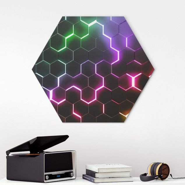 Bilder Strukturierte Hexagone mit Neonlicht