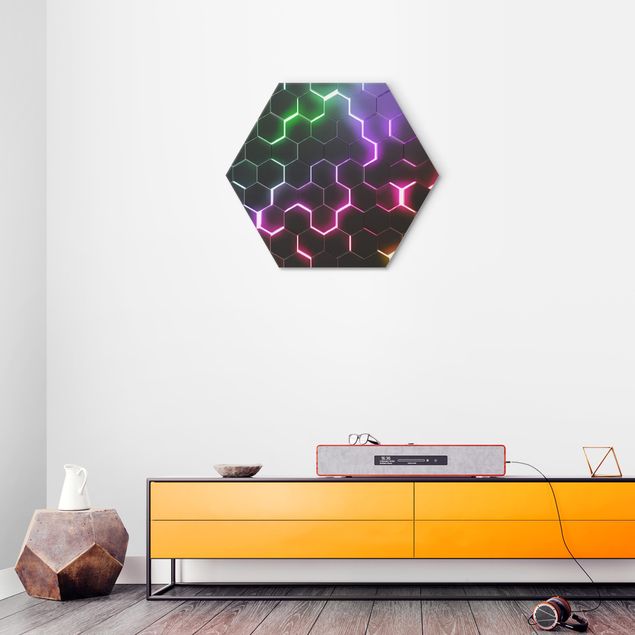 Hexagon-Bilder Strukturierte Hexagone mit Neonlicht