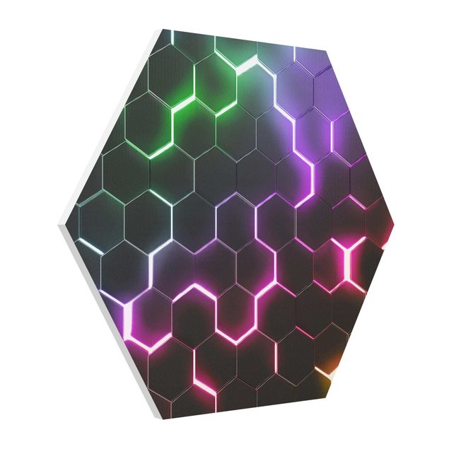 Hexagon-Forexbild - Strukturierte Hexagone mit Neonlicht