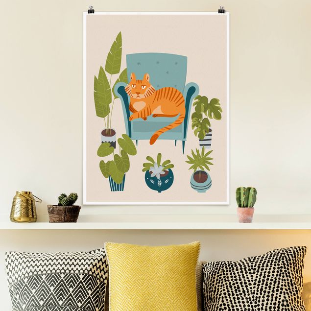 Poster Katzen Stubentiger Illustration