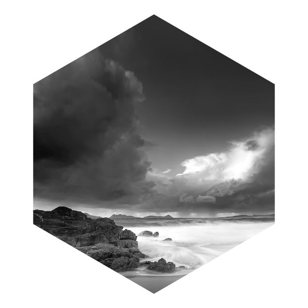 Hexagon Mustertapete selbstklebend - Sturm über der Küste