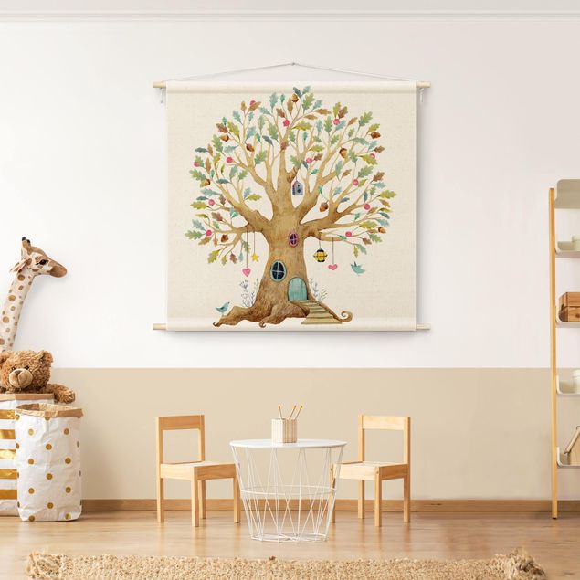 Wandtücher Süßer Baum als Aquarell