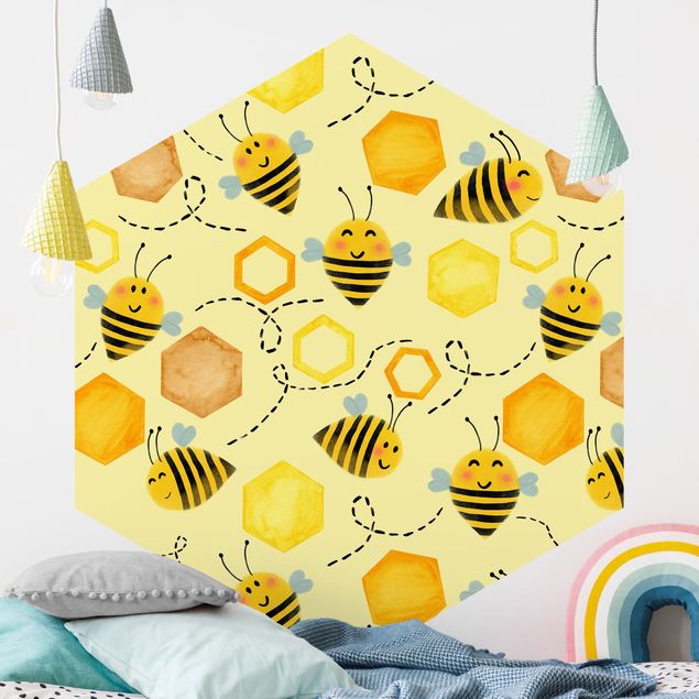 Design Tapeten Süßer Honig mit Bienen Illustration