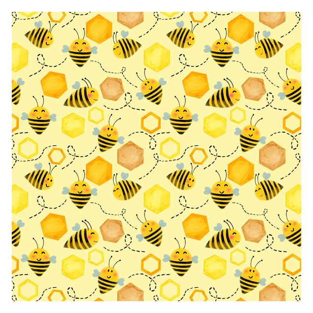 Fototapete - Süßer Honig mit Bienen Illustration