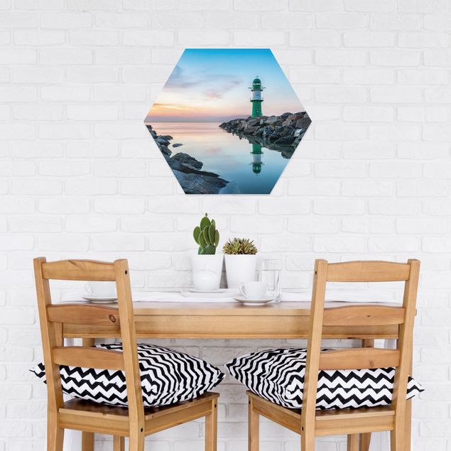 Hexagon-Bilder Sunset at the Lighthouse