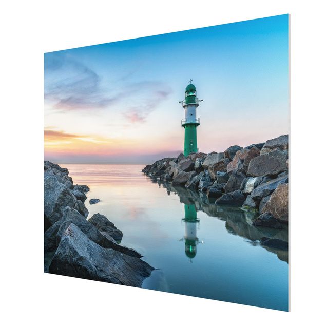 Forex Fine Art Print - Sunset at the Lighthouse - Querformat 4:3
