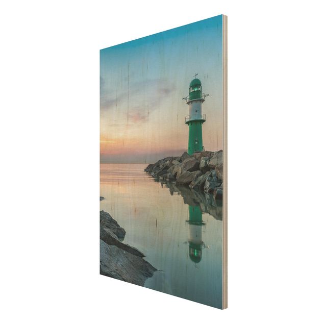 Holzbilder Sunset at the Lighthouse