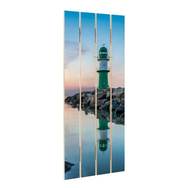Holzbild - Sunset at the Lighthouse - Hochformat