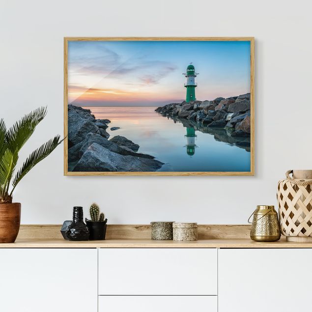 Moderne Bilder mit Rahmen Sunset at the Lighthouse